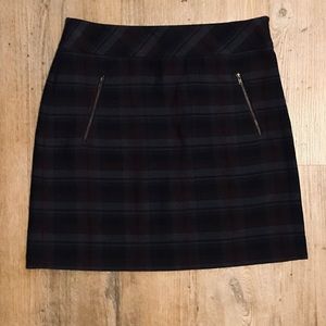 LOFT Checkered Plaid Scuba Skirt (8) - NWOT